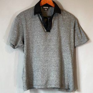 Michael Kors Polo Mens M Shirt Gray Black 3 button Short Sleeve Size M